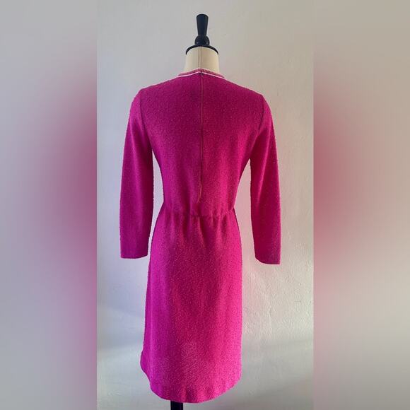 Vintage 1960s Leslie Fay Originals Boucle Knit Jackie O Mod Size M Fuchsia - Picture 2 of 4